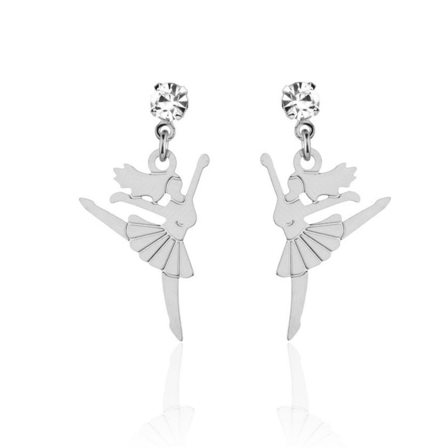 Pendientes de bailarina bañados en rodio